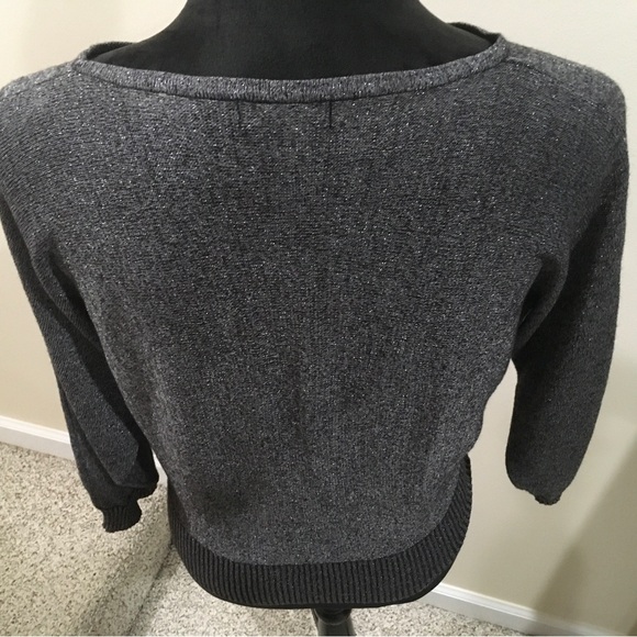 BLACK SILVER METALLIC 3/4 SLEEVE WOMEN’S SHIMMER TOP BATWING SLEEVES TOP - Picture 4 of 16